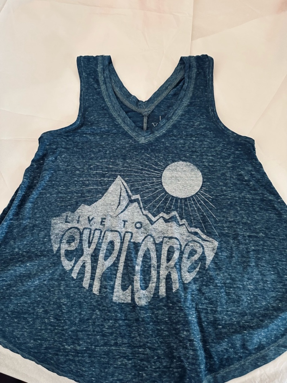 L.O.L. Vintage Blue Graphic V-Neck Mountain Tank size XS